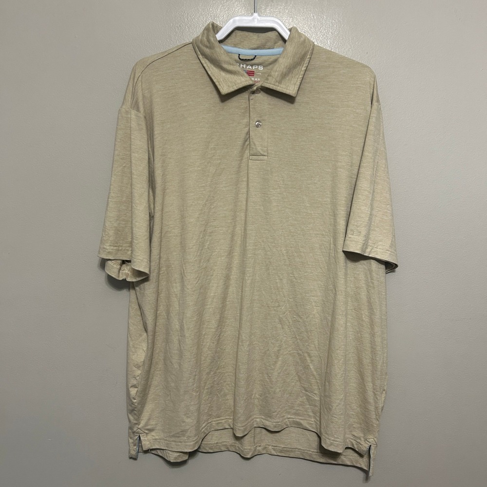Chaps Polo Shirt XXL Tan Heathered Everyday Performance Gorpcore Golf Classic
